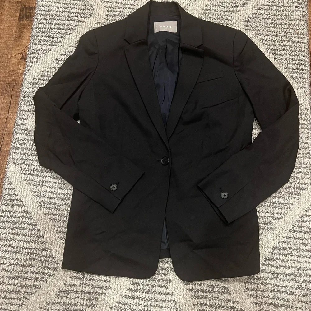 EVERLANE The Italian GoWeave Preppy Black Wool Blazer - Picture 3 of 12